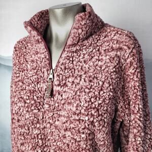 Weatherproof Vintage 1/4 Zip Maroon Teddy Pullover | Women's Medium